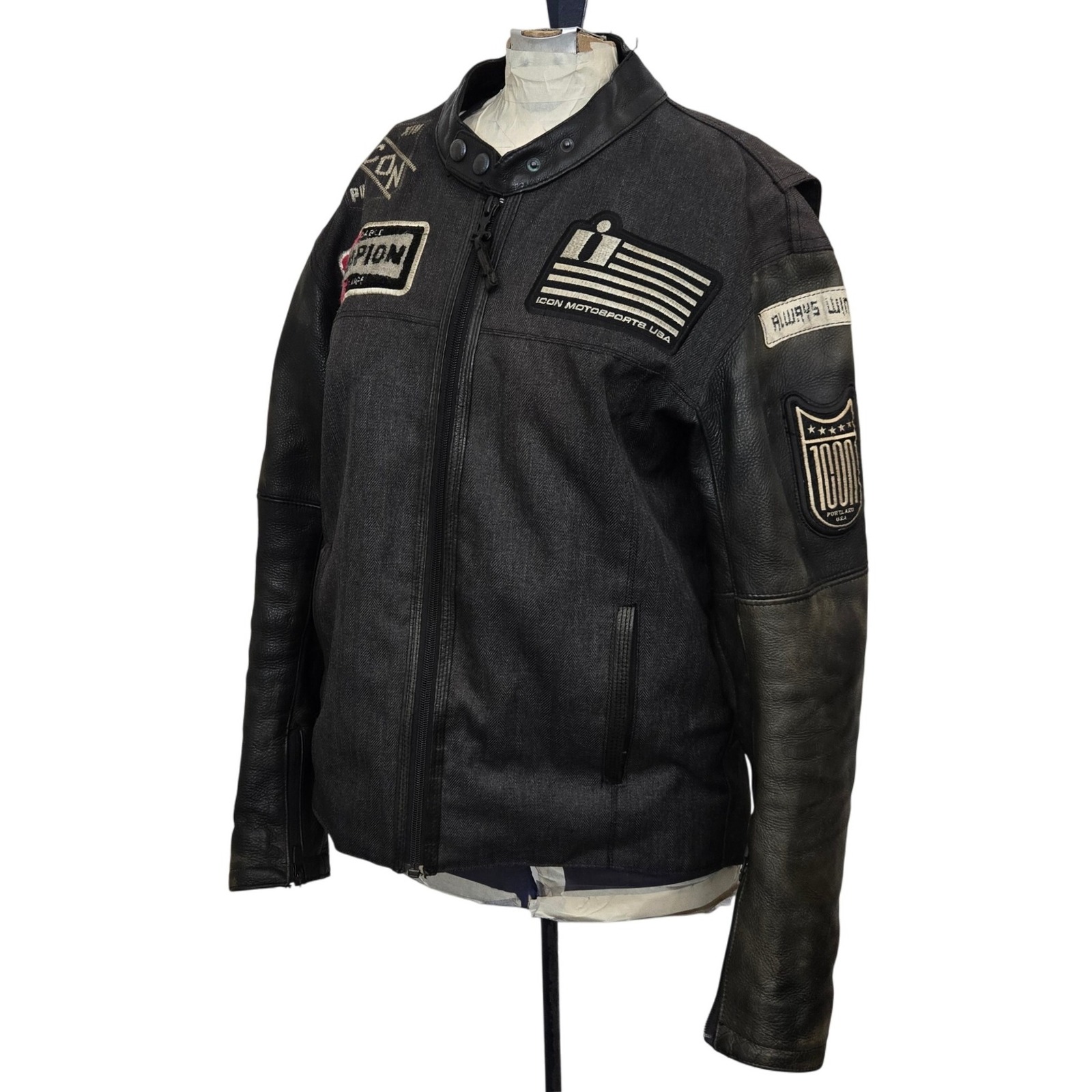 Icon 1000 Vigilante Hybrid Motorcycle Jacket Sm Black Cowhide Leather D3o Ready